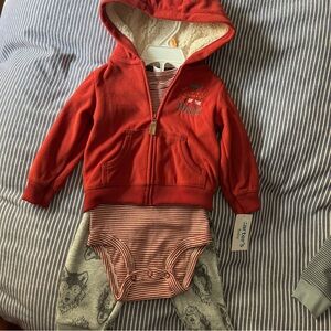 NWT carters 3 piece wolf and fleece outfit